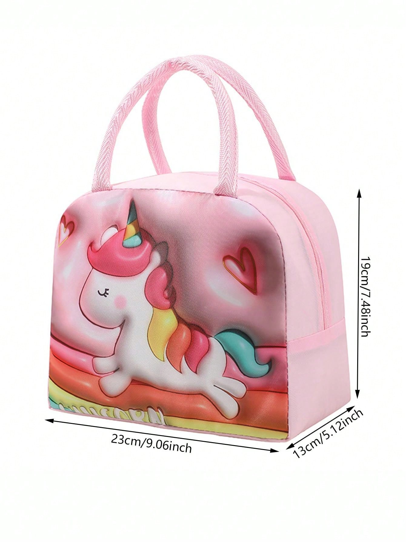 1pc Oxford Cloth Thickened Aluminum Foil Inner Layer Large Capacity Waterproof Insulated 3D Cartoon Zipper Carrying Lunch Bag, Suitable For Work, School, Picnic, Camping And Food Storage