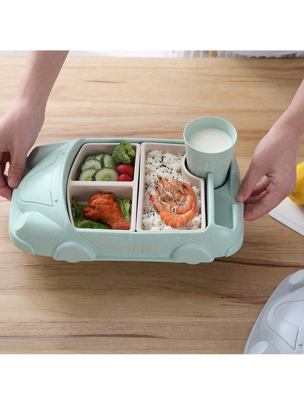 Creative Bamboo Fiber Children's Plate Cartoon Complementary Food Plate Kindergarten Division Tableware Set Baby Plate