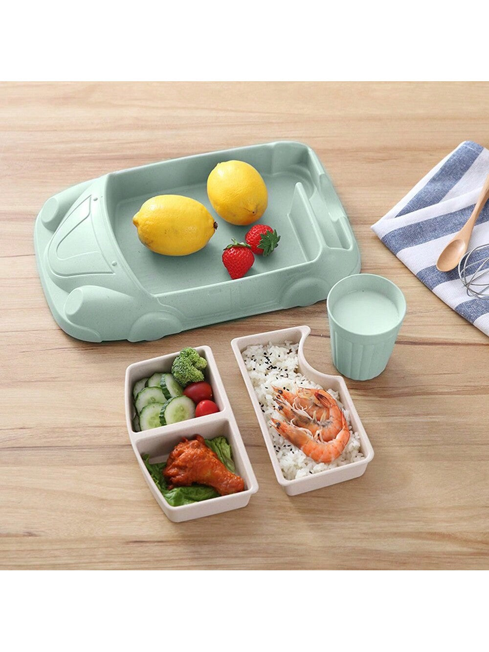 Creative Bamboo Fiber Children's Plate Cartoon Complementary Food Plate Kindergarten Division Tableware Set Baby Plate
