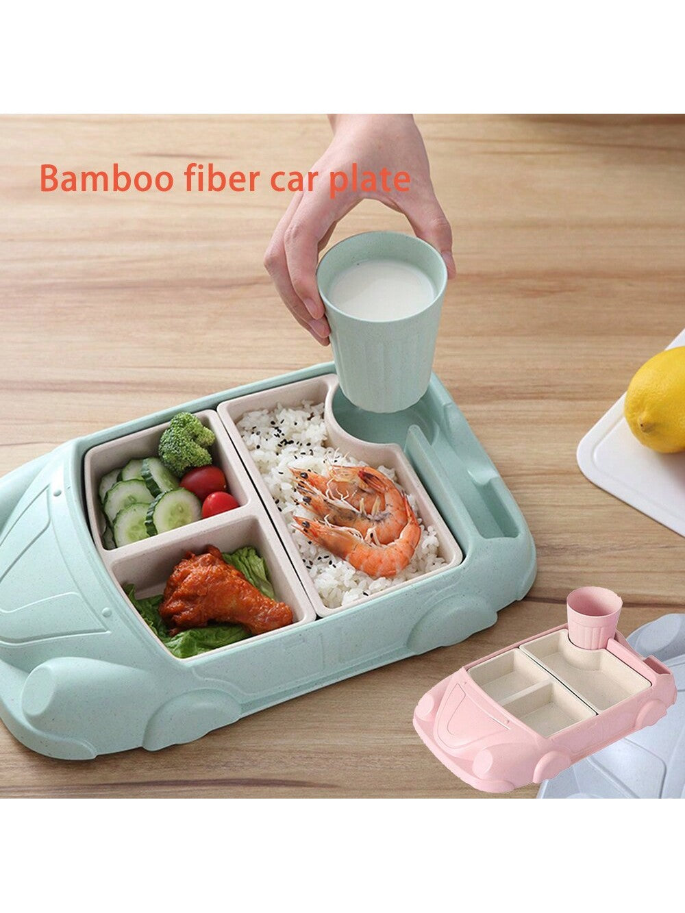 Creative Bamboo Fiber Children's Plate Cartoon Complementary Food Plate Kindergarten Division Tableware Set Baby Plate