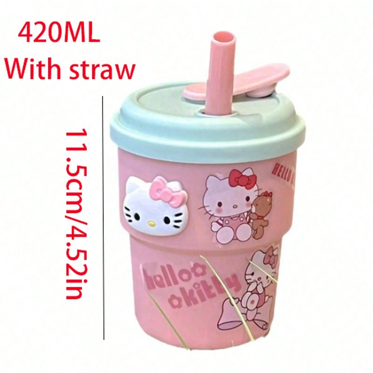 DIY Self-Adhesive ProductsSanrio Cat. Cinnamon Dog Water Cup Female Office Worker New Style Ins Cute Sticker Girl Straw Cup Portable Large Capacity Coffee Milk Cup