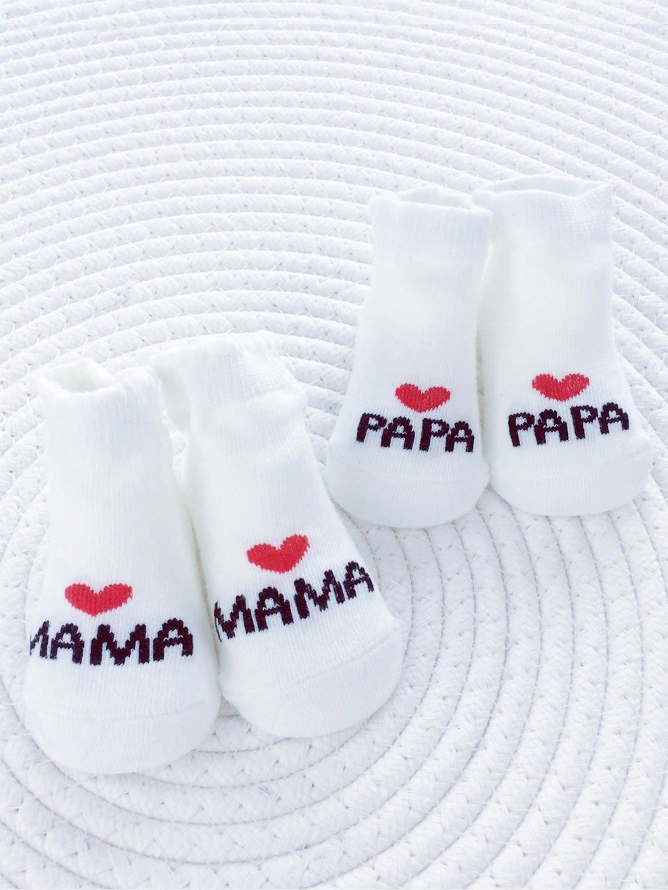 2Pairs Newborn Baby Girls Boys White Socks Pack Cute Love MAMA PAPA Little One Bebe Crew Socks Gift Toddler Letter Casual Daily Life Socks Pack Design Accessories 0-6M