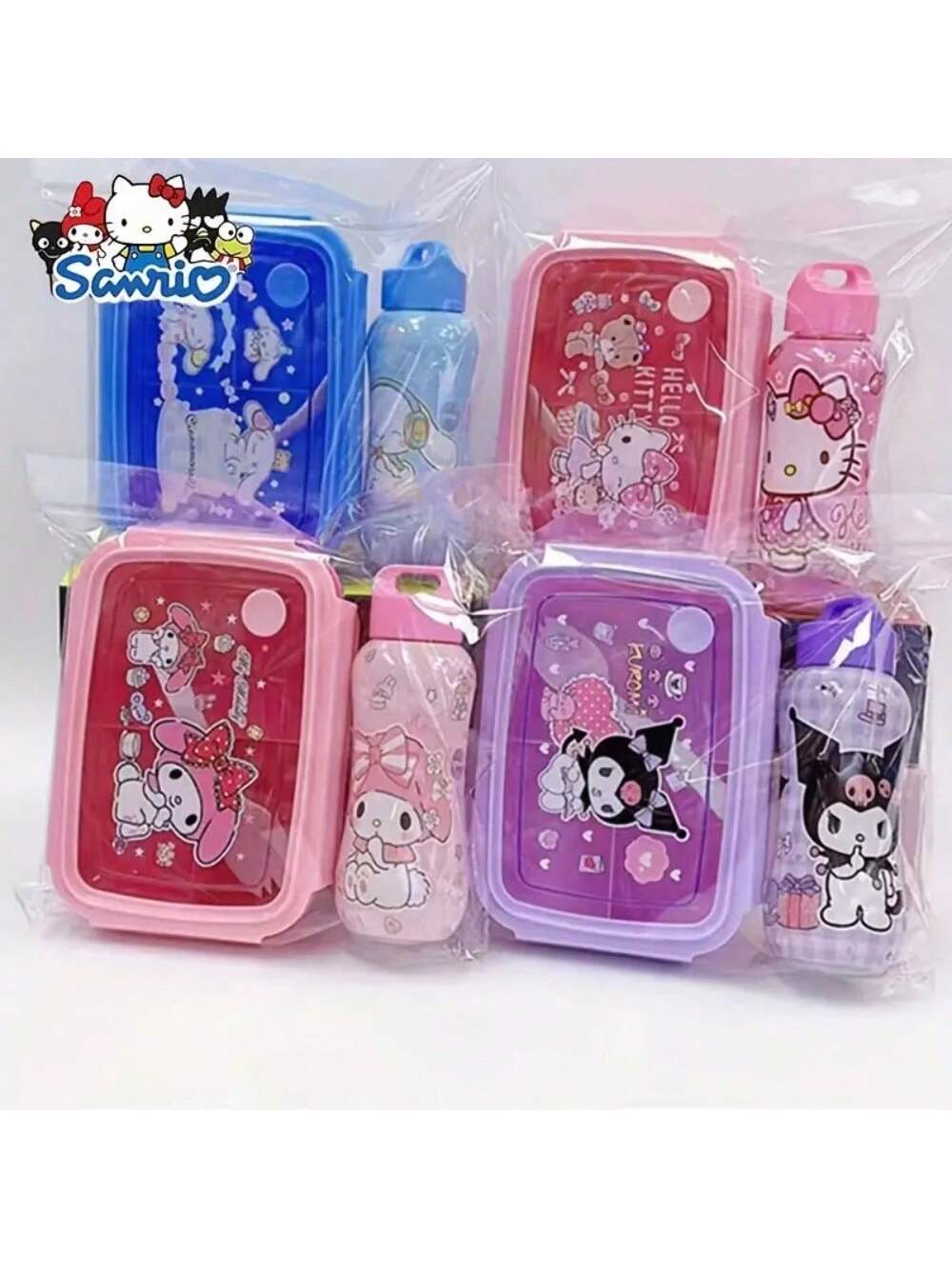 1pc Officially Licensed Sanrios Hello Kittys Kuromis Cinnamons Melodys Bento Box Set With Matching Water Bottle - Cute, Leakproof Lunch Container For School, Work, And Travel School Supplies,Back To School