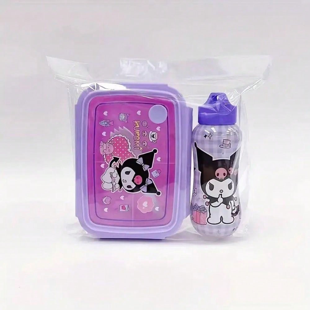 1pc Officially Licensed Sanrios Hello Kittys Kuromis Cinnamons Melodys Bento Box Set With Matching Water Bottle - Cute, Leakproof Lunch Container For School, Work, And Travel School Supplies,Back To School