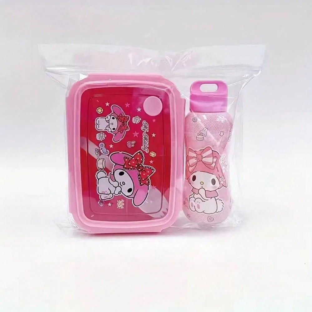 1pc Officially Licensed Sanrios Hello Kittys Kuromis Cinnamons Melodys Bento Box Set With Matching Water Bottle - Cute, Leakproof Lunch Container For School, Work, And Travel School Supplies,Back To School