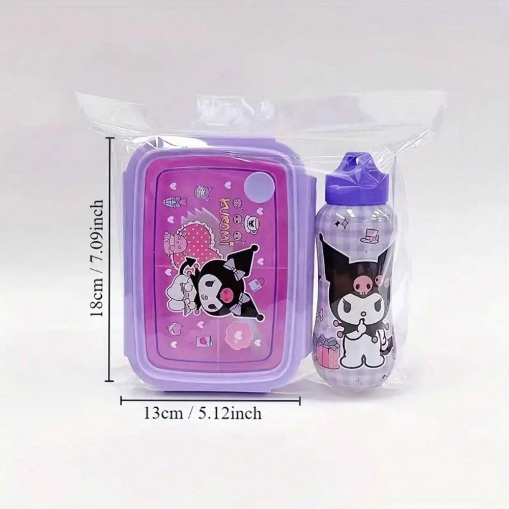 1pc Officially Licensed Sanrios Hello Kittys Kuromis Cinnamons Melodys Bento Box Set With Matching Water Bottle - Cute, Leakproof Lunch Container For School, Work, And Travel School Supplies,Back To School