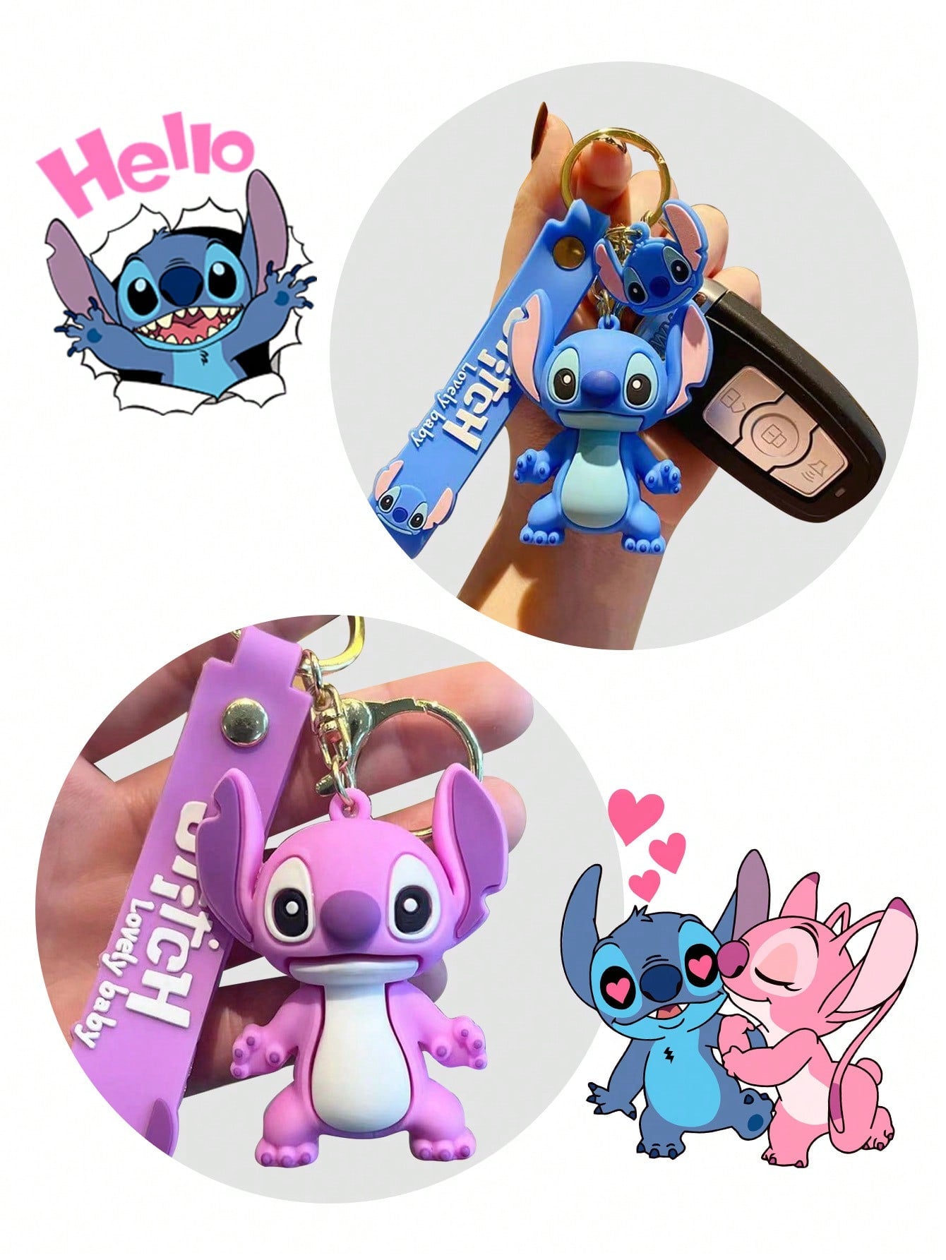 Halloween Decoration 1Pc New Cartoon Disney Lilo & Stitch Stitch Keychain Bag Pendant Car Decoration Key Accessories Toy Party Gift(Some Parts May Be Random)