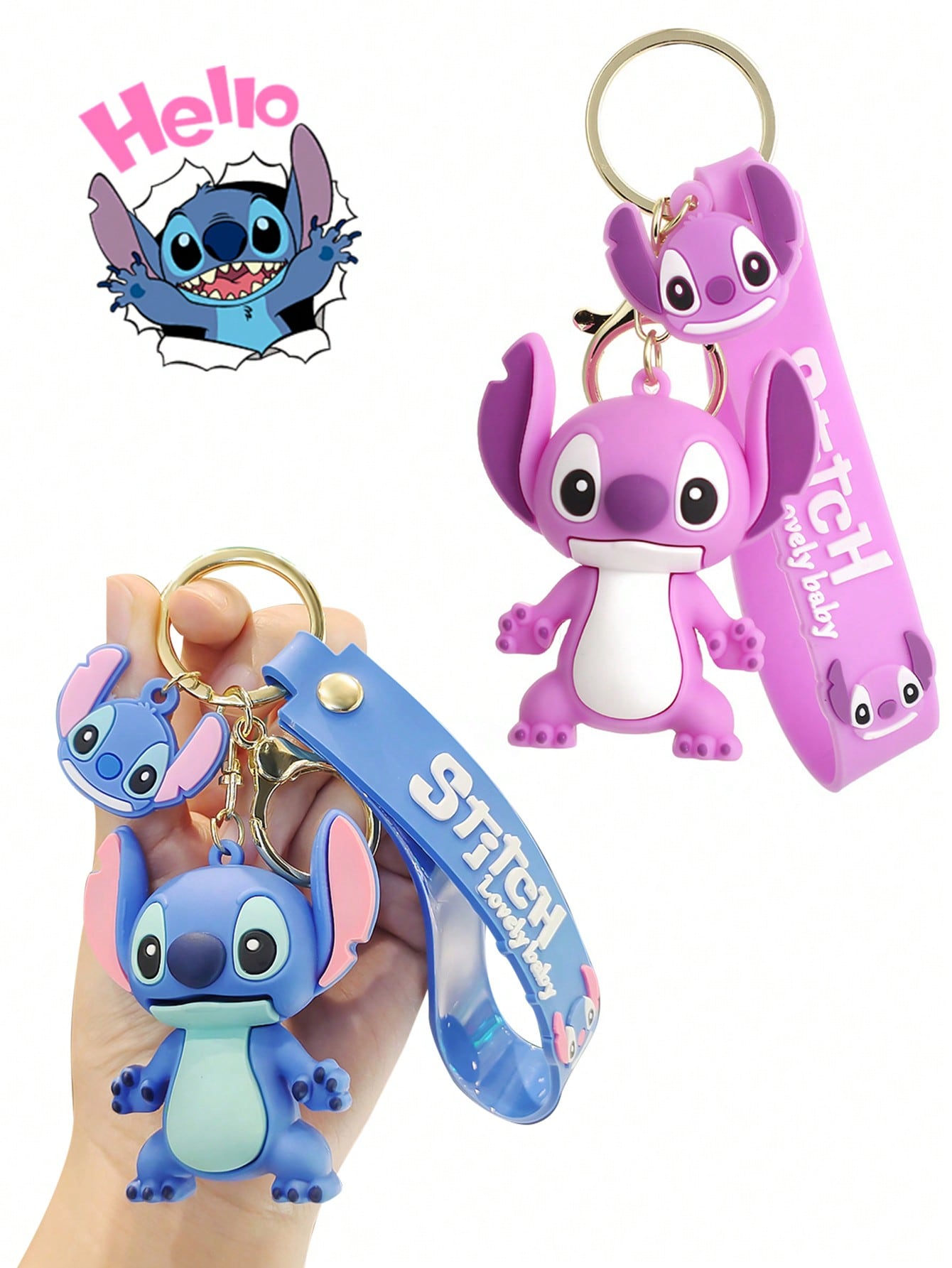 Halloween Decoration 1Pc New Cartoon Disney Lilo & Stitch Stitch Keychain Bag Pendant Car Decoration Key Accessories Toy Party Gift(Some Parts May Be Random)