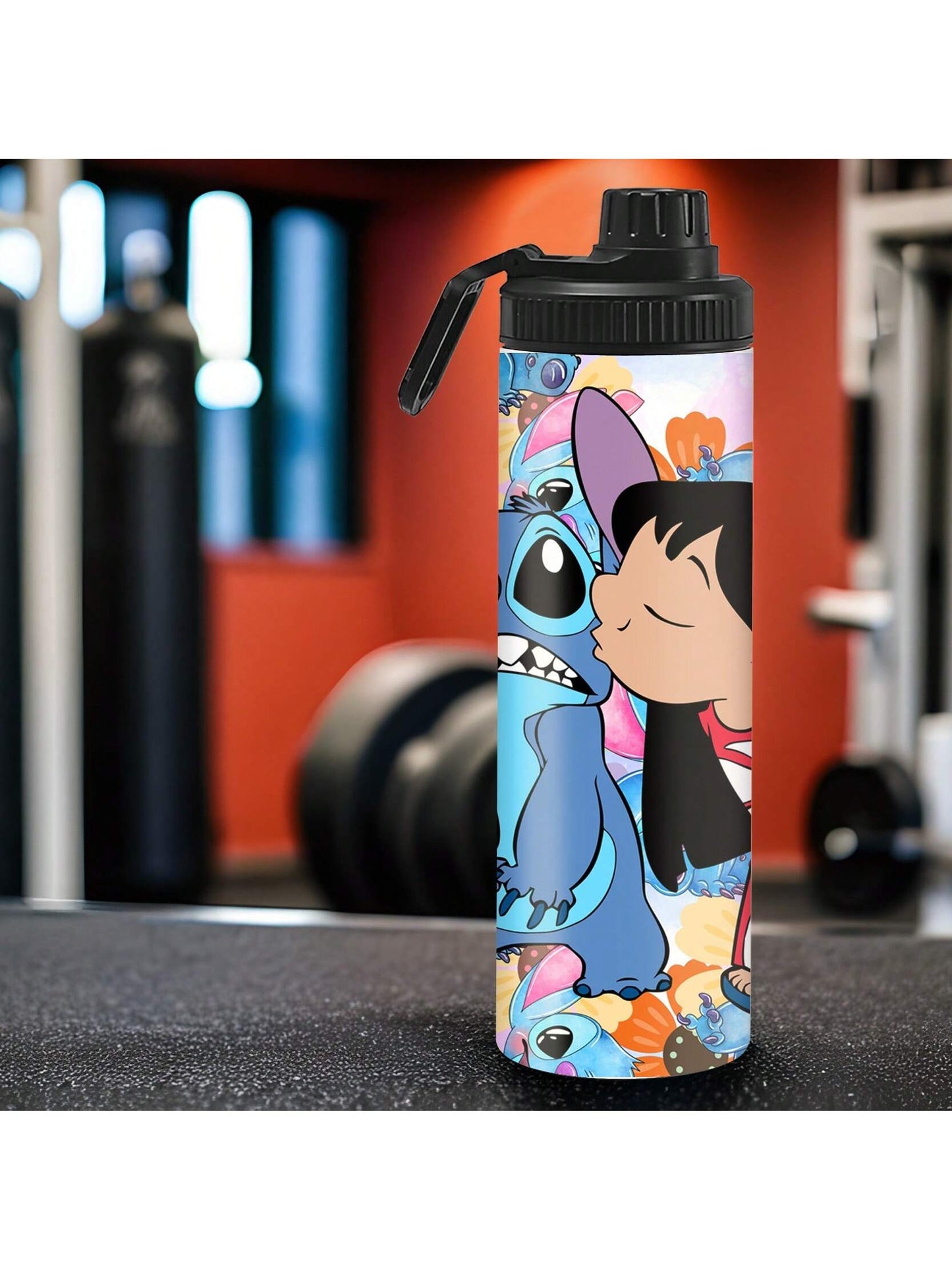 1pc 20oz Cartoon Customized Name Outdoor Sports Water Bottle, Featuring Lilo And Stitch Printed Double-Layered Stainless Steel, Durable, Leak-Proof, Insulated Thermos Flask, Great For Cycling, Hiking, Fitness And Hiking Travel