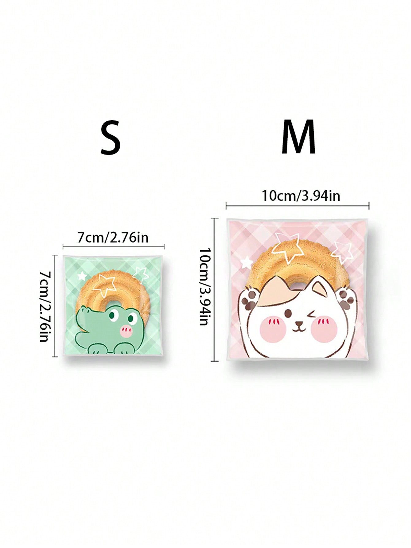 100pcs/Pack Cartoon Animal Cute Self Adhesive Cookie Bags, Snowflake Cake Packaging Pouches, Bakery Sealing Bags