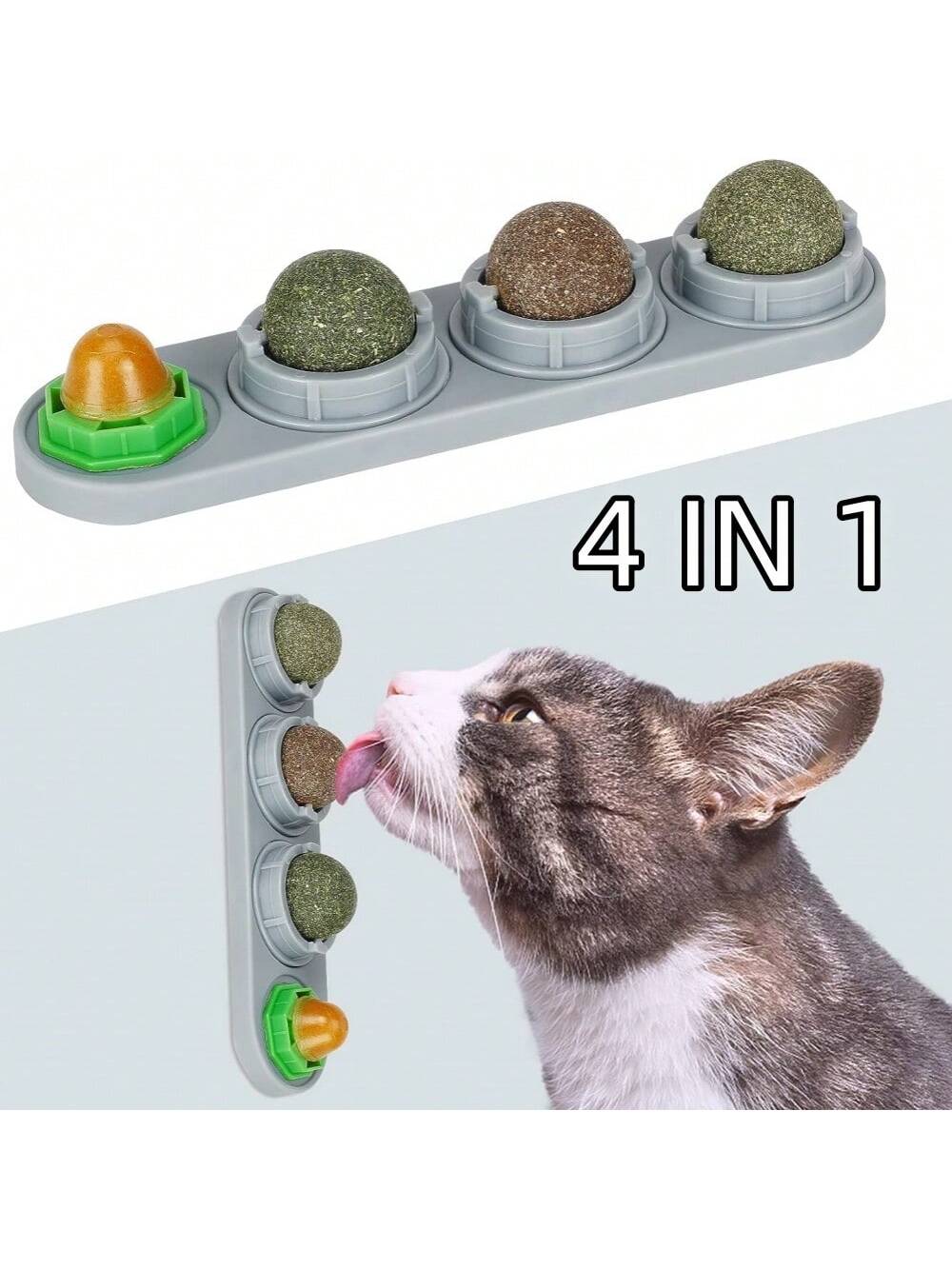 4 In 1 Catnip Silvervine Balls, Edible Kitty Toys For Cats Wall