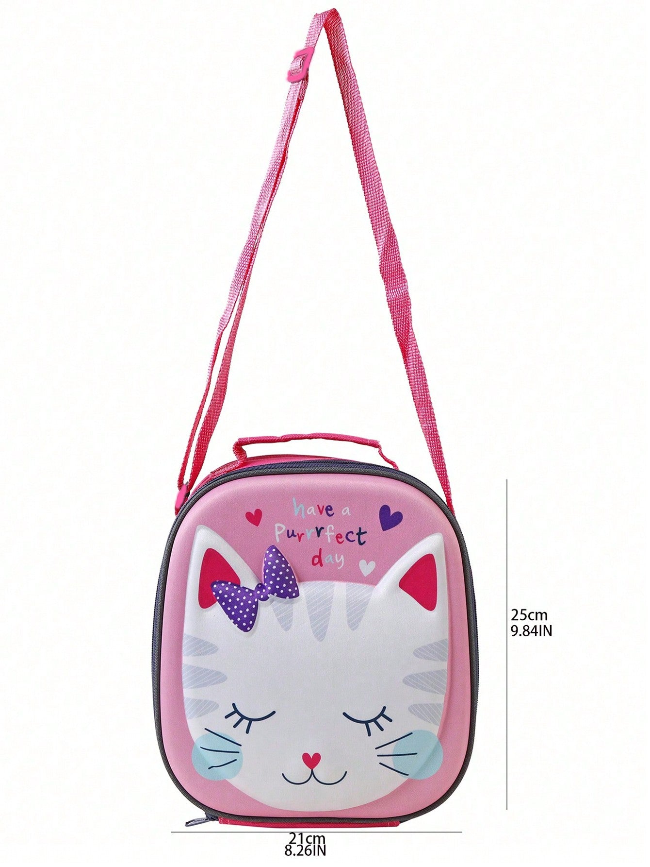 1pc Cat Pattern Lunch Bag, Cartoon Cute Fabric Reusable Lunch Box For Office Work School Picnic Beach