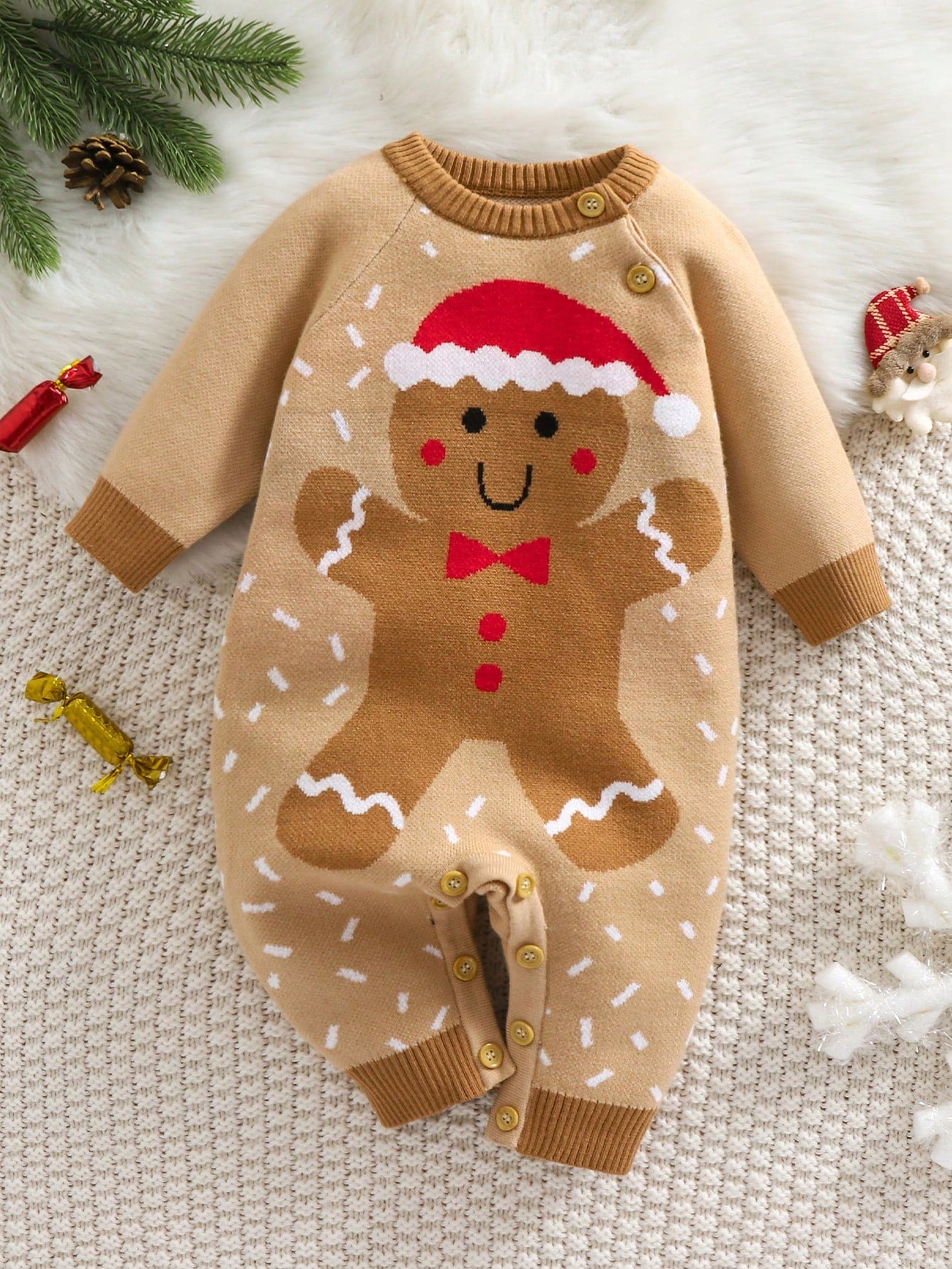 Infant Boys Cute Cartoon Christmas Holiday Knitted Romper