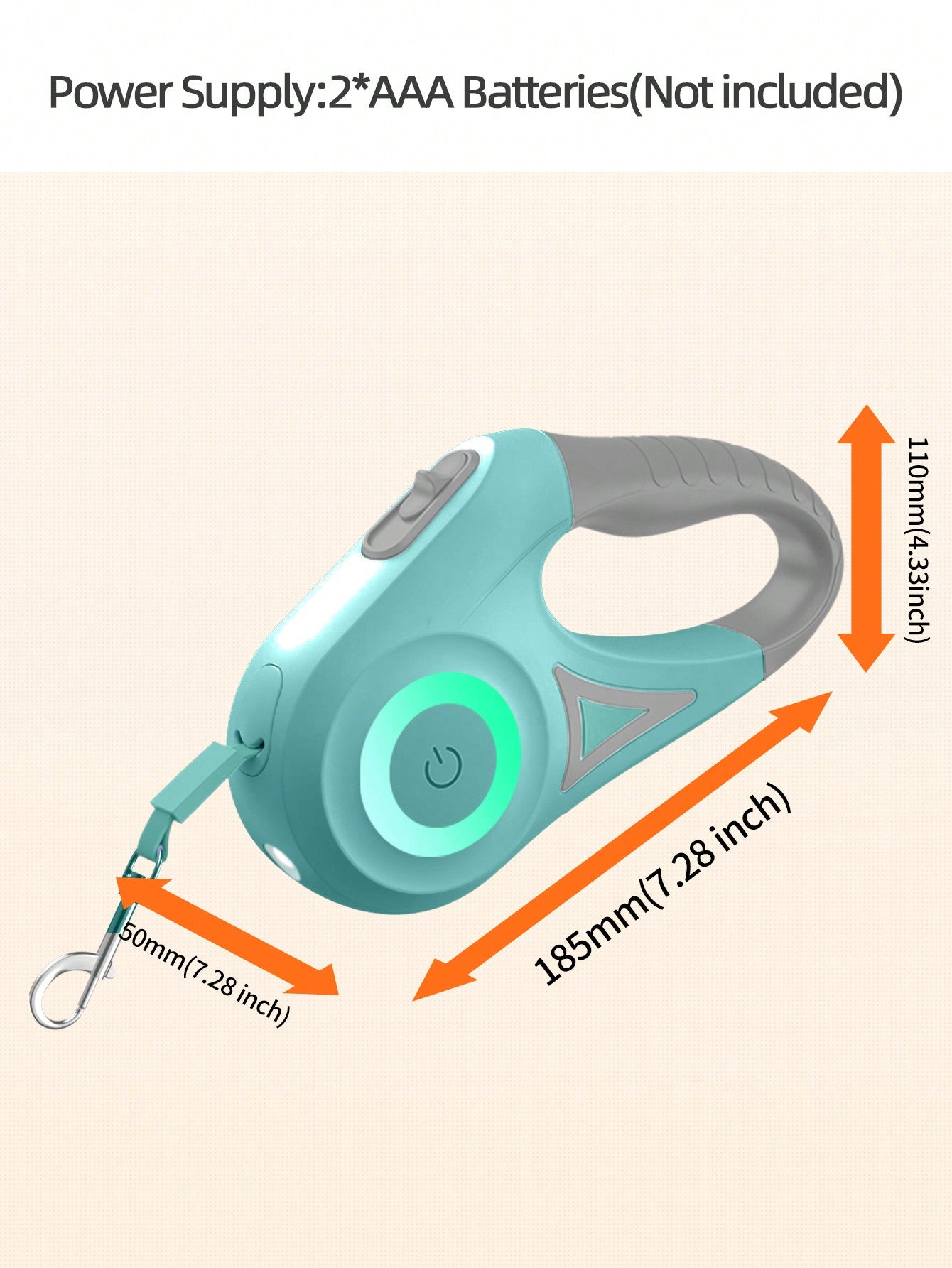 ROJECO 1pc 5m Long Automatic Retractable Pet Leash With Led Light, Ideal For Nighttime Dog Walks. Batteries Are Not Included.