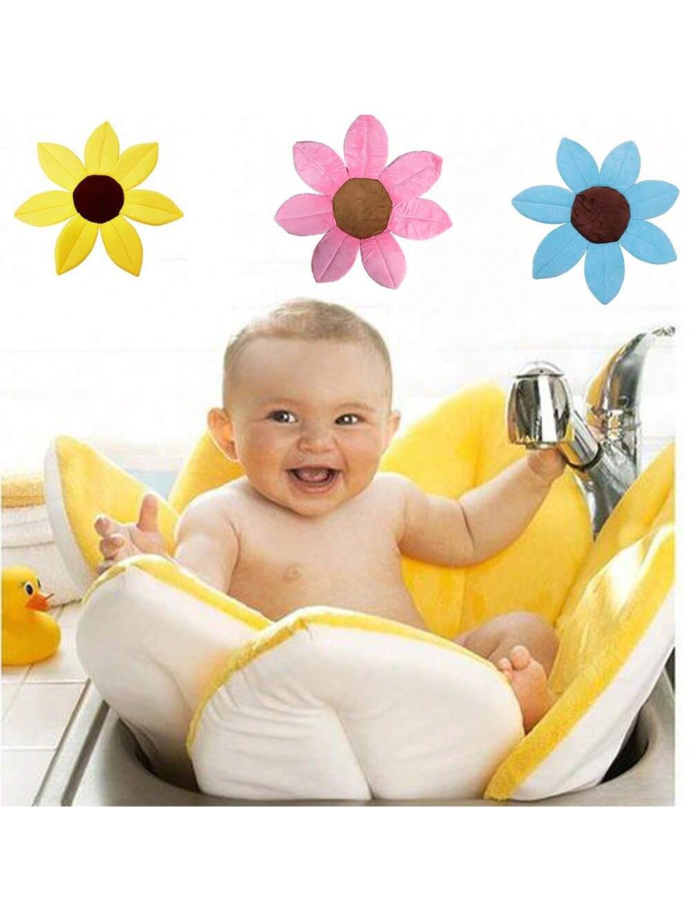 1pc Baby Bath Mat Can Lie Down Fold Newborn Creative Flower Bath Mat Baby Bath Lotus Safety Cushion Baby Bath Mat
