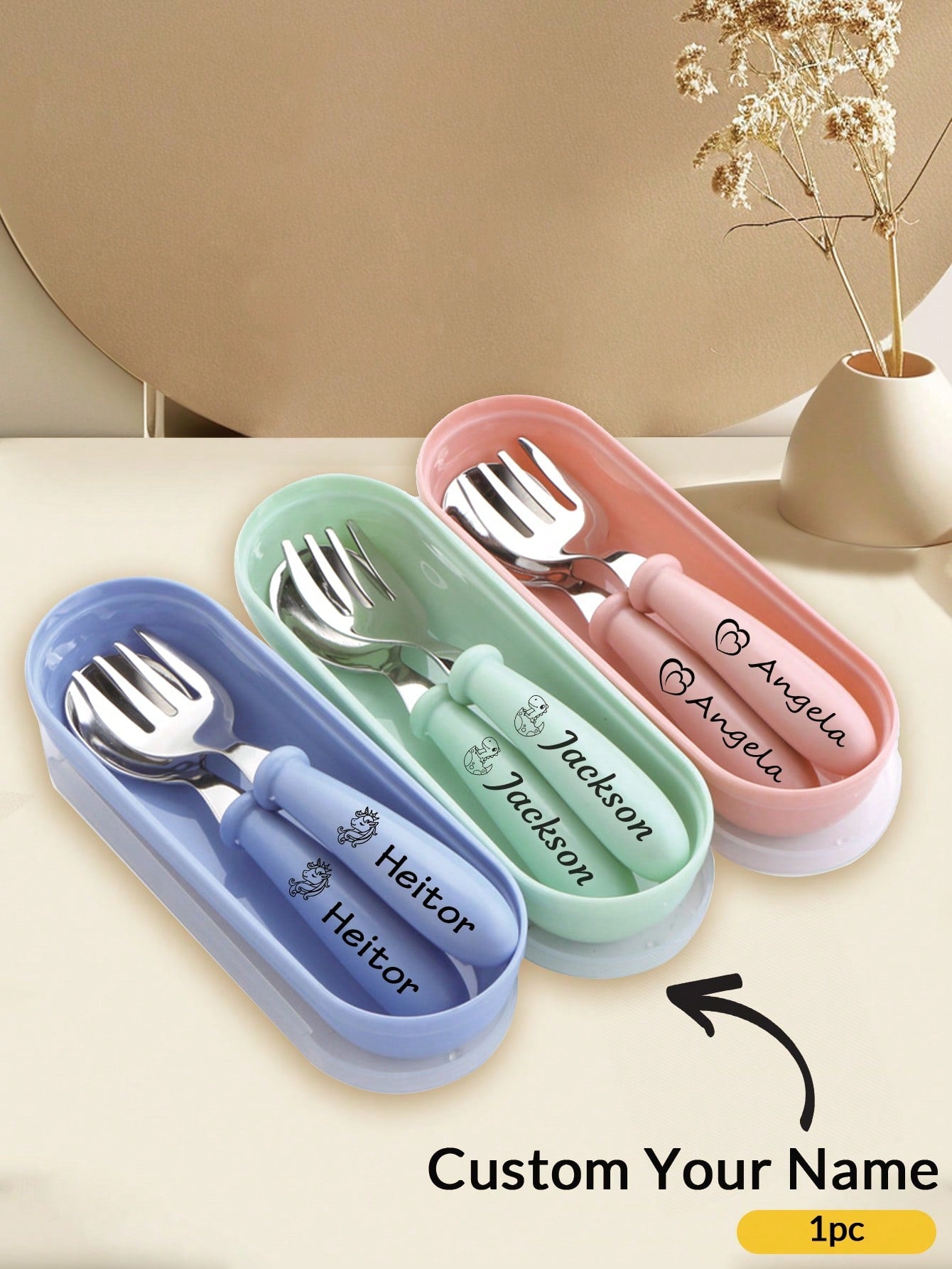 2pcs Custom Name Engraved Spoon Fork Set