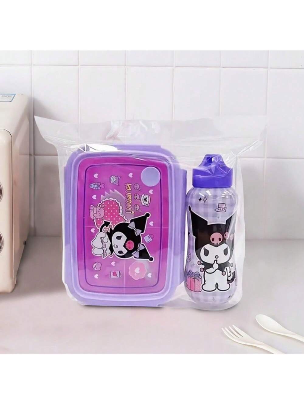 1pc Officially Licensed Sanrios Hello Kittys Kuromis Cinnamons Melodys Bento Box Set With Matching Water Bottle - Cute, Leakproof Lunch Container For School, Work, And Travel School Supplies,Back To School