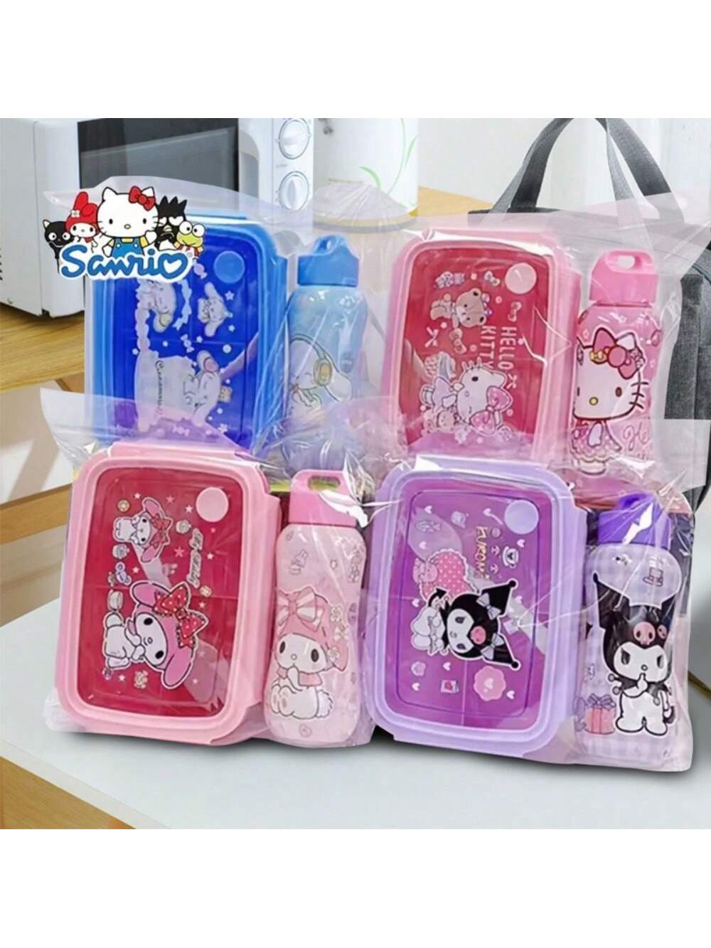 1pc Officially Licensed Sanrios Hello Kittys Kuromis Cinnamons Melodys Bento Box Set With Matching Water Bottle - Cute, Leakproof Lunch Container For School, Work, And Travel School Supplies,Back To School