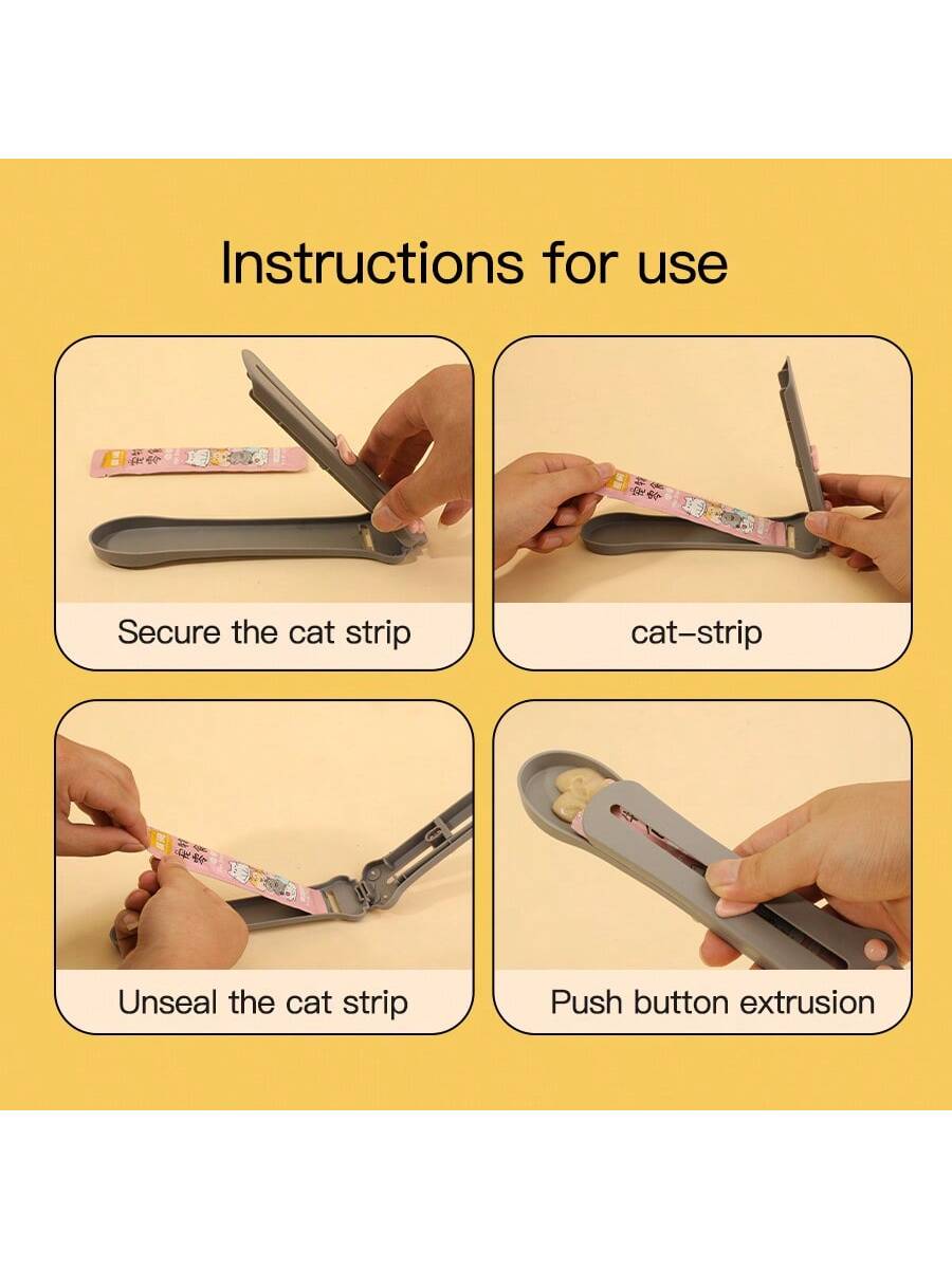 1pc Cat Paw Shape Pet Feeder, Cat Treat Spoon & Treat Squeezer