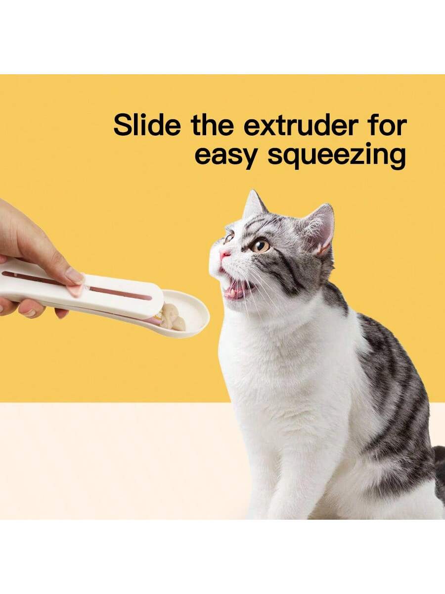 1pc Cat Paw Shape Pet Feeder, Cat Treat Spoon & Treat Squeezer