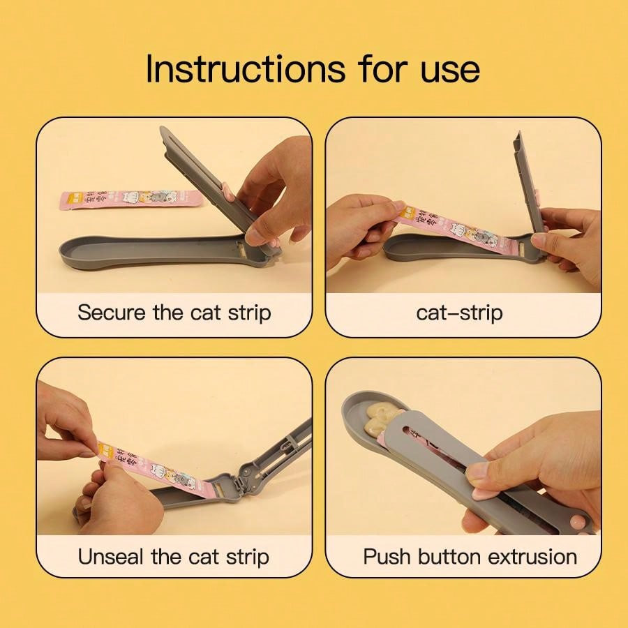 1pc Cat Paw Shape Pet Feeder, Cat Treat Spoon & Treat Squeezer