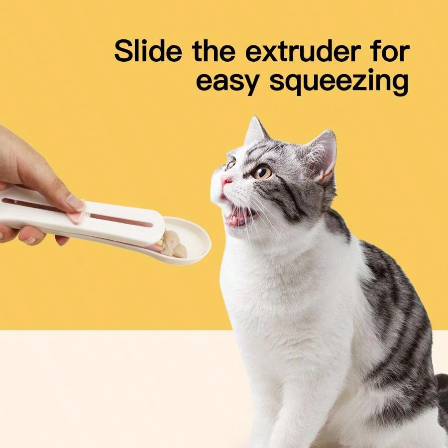 1pc Cat Paw Shape Pet Feeder, Cat Treat Spoon & Treat Squeezer