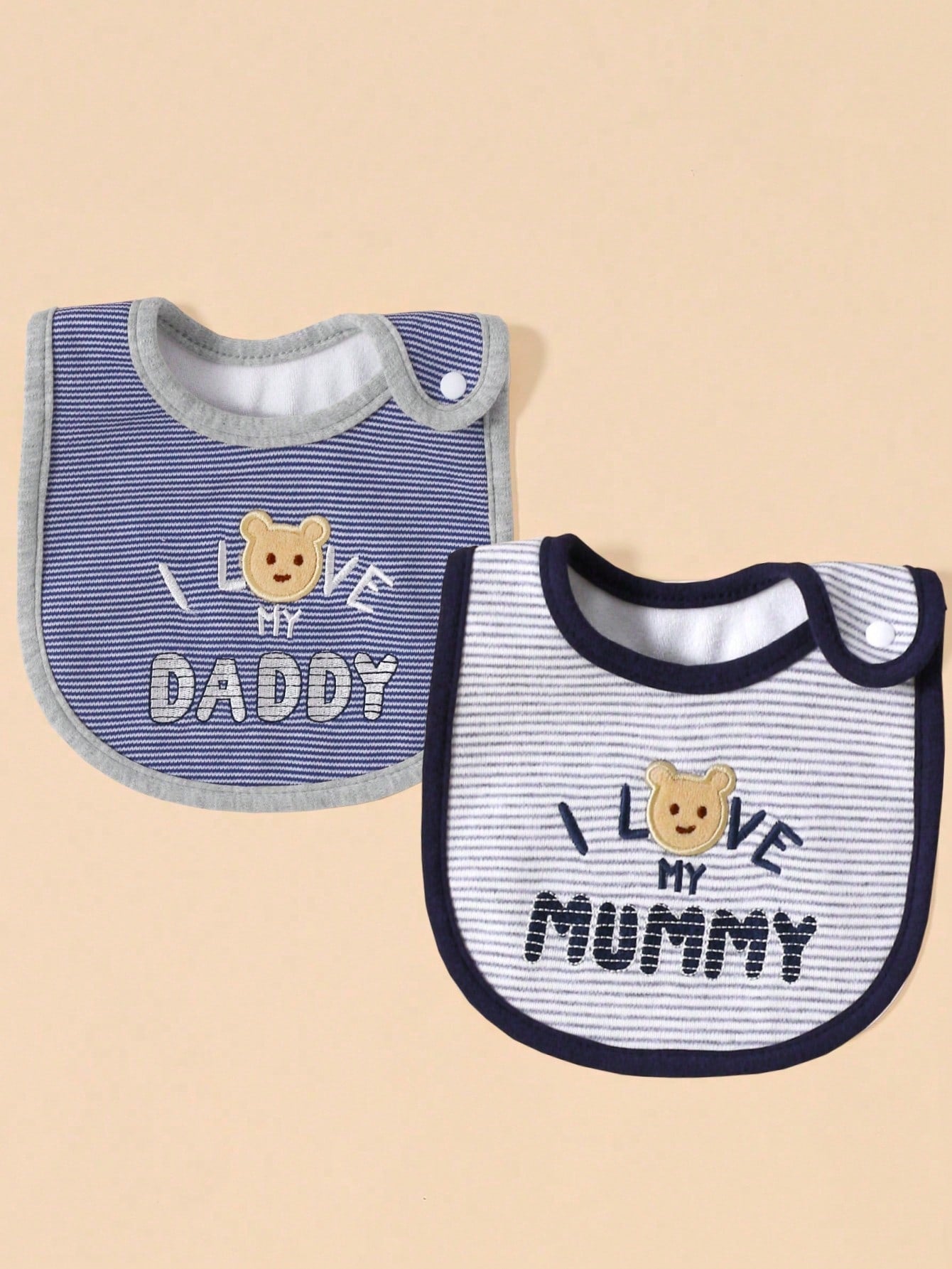 momscare 2pcs Baby Little Bear&Bunny&Striped Star&Valentine's Day Pattern Bibs,Soft Absorbent Feeding Bibs, Suitable For Newborns And Infants - Cute Design Baby Bibs - The Perfect Infant Feeding Gift For Boy And Girls