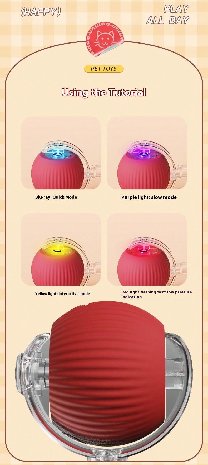 1pc Pet Toy, Gravity Intelligent Rolling Ball, Electric Cat Toy, Self-Entertaining Ball Toy, Cat Interactive