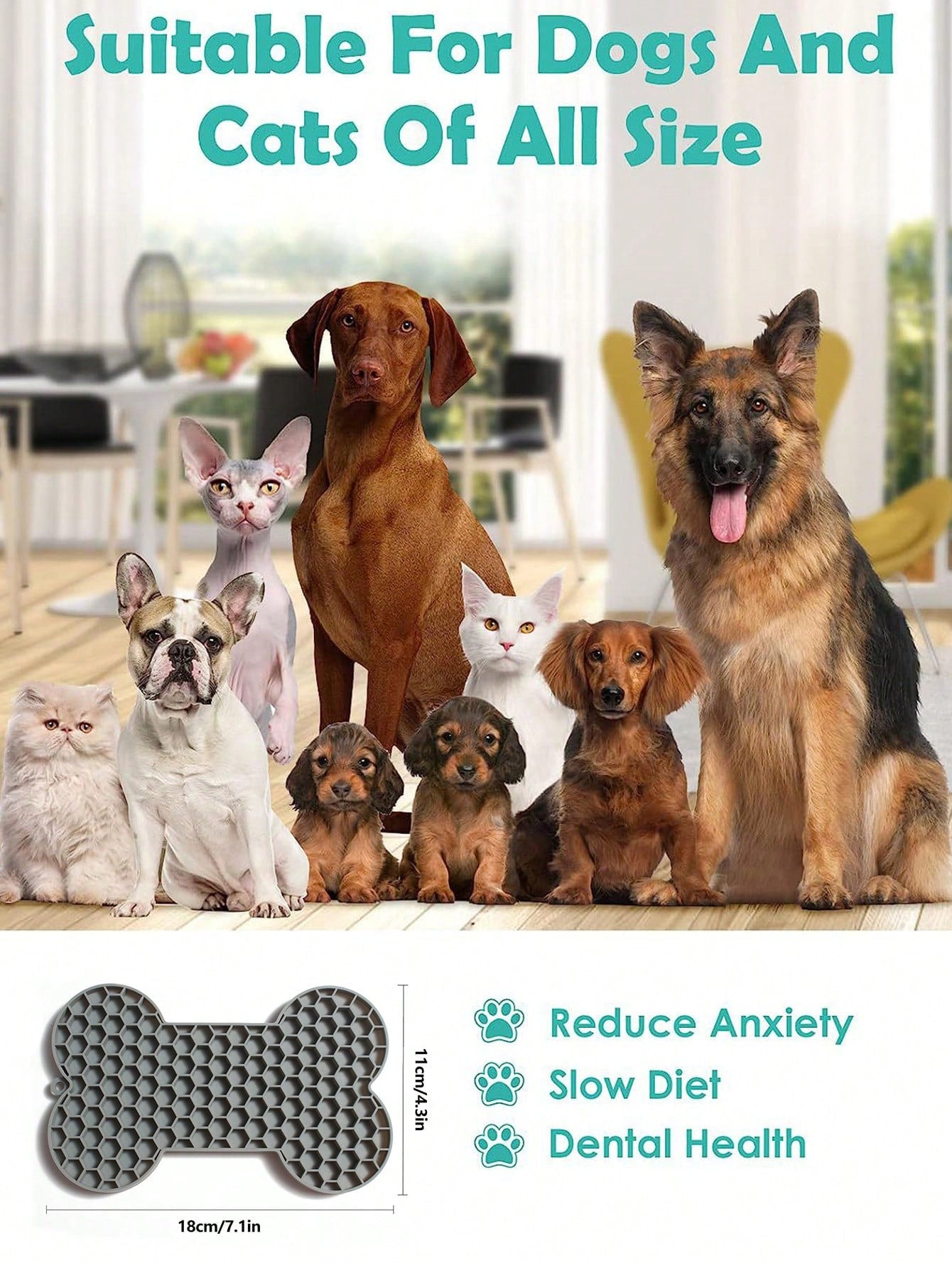 Silicone Pet Lick Mat, Dog/Cat Slow Feeder Bowl Mat