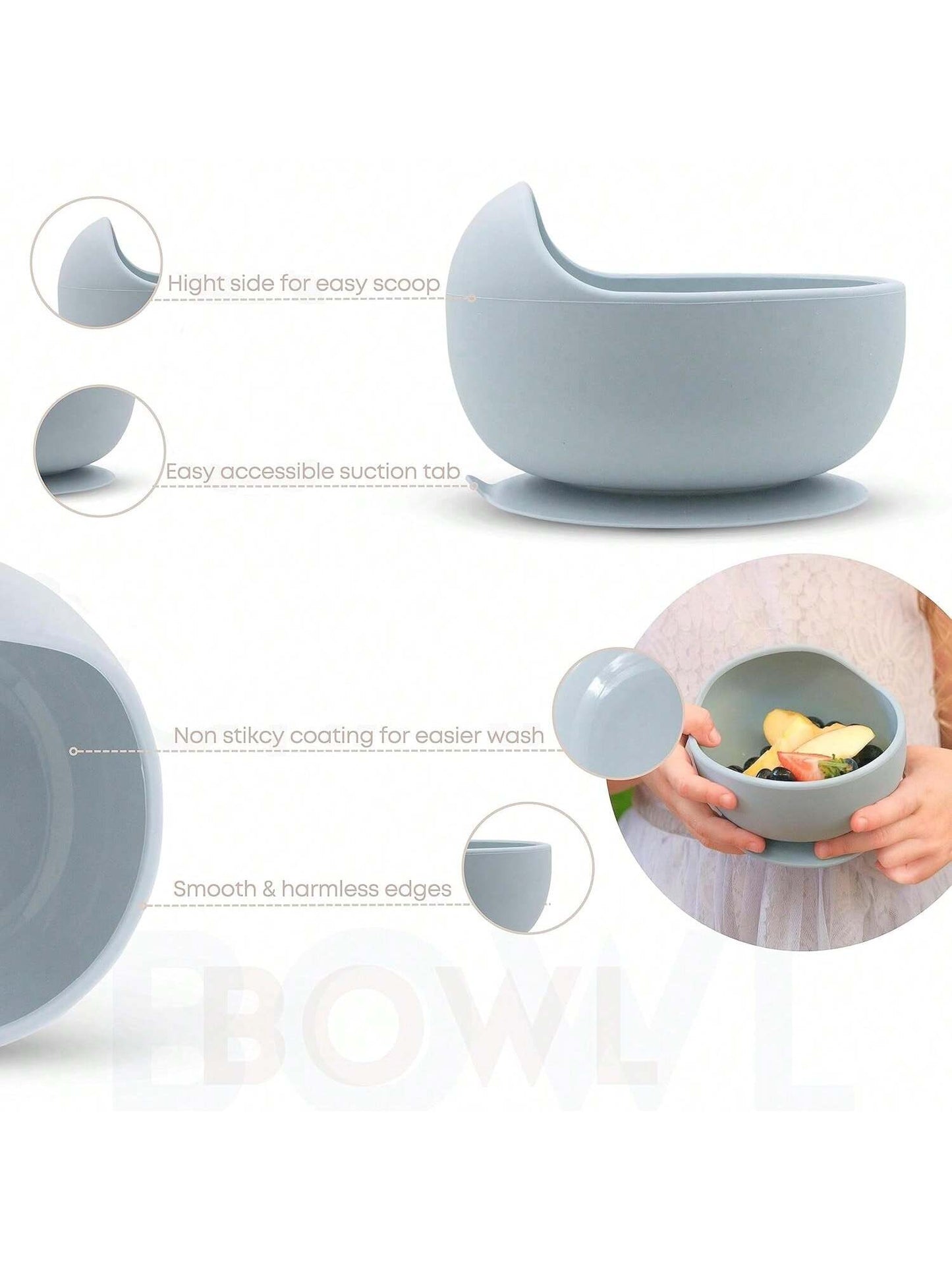 3PCS Customized Children's Bowl With Suction Cup, Wooden Handle Fork And Spoon, Children's Tableware,Children's Feeding Utensils,First Stage Self Feeding Utensils, Silicone,Christmas Giftbaby Shower Family Decorations Gifts