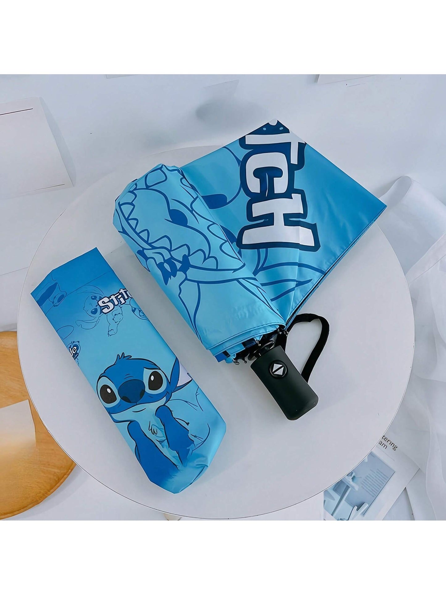 AOGER Stitch Cartoon Umbrella Cute Small UV Protection Umbrella Durable Rainproof Canopy - Automatic Opening, Foldable Design, Suitable For Sun And Rain Travel, Party, Birthday And Festival Ideal Choice - 1pc