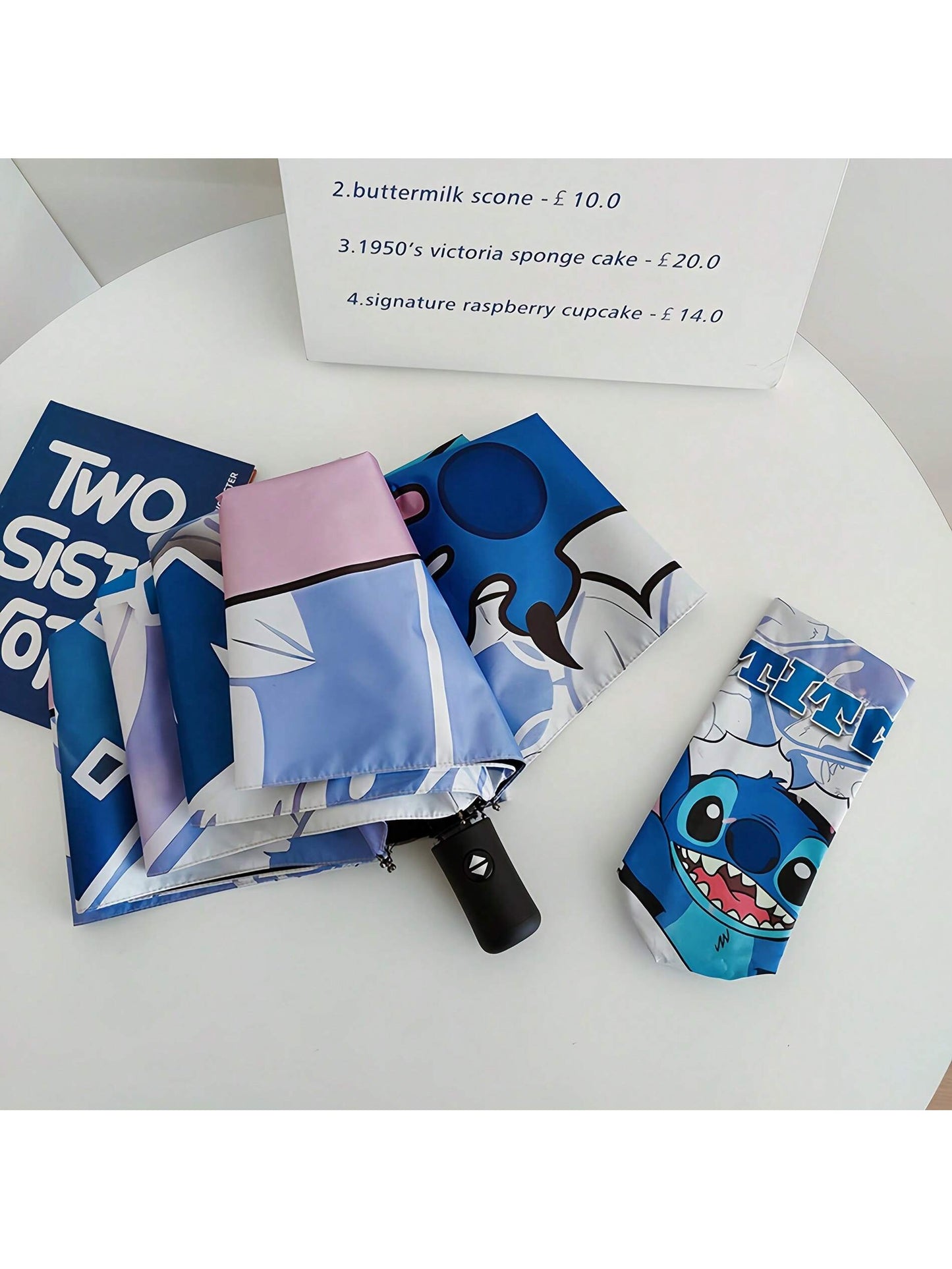 AOGER Stitch Cartoon Umbrella Cute Small UV Protection Umbrella Durable Rainproof Canopy - Automatic Opening, Foldable Design, Suitable For Sun And Rain Travel, Party, Birthday And Festival Ideal Choice - 1pc