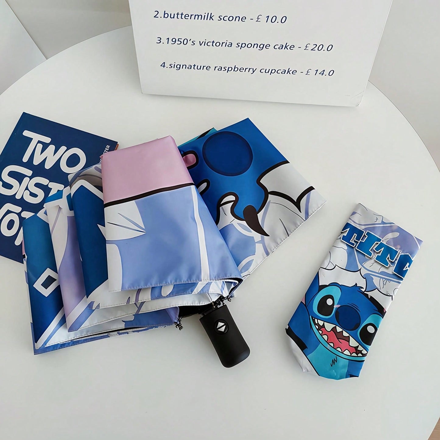 AOGER Stitch Cartoon Umbrella Cute Small UV Protection Umbrella Durable Rainproof Canopy - Automatic Opening, Foldable Design, Suitable For Sun And Rain Travel, Party, Birthday And Festival Ideal Choice - 1pc