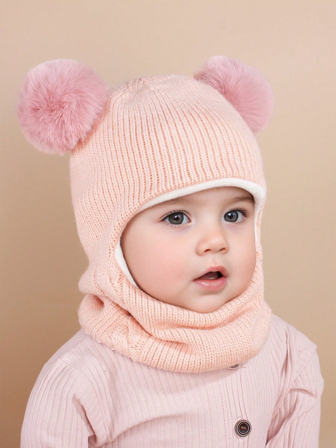 1Pc Baby Winter Warm Hat Scarf Set , Unisex Infant Toddler Kid Hat Scarf