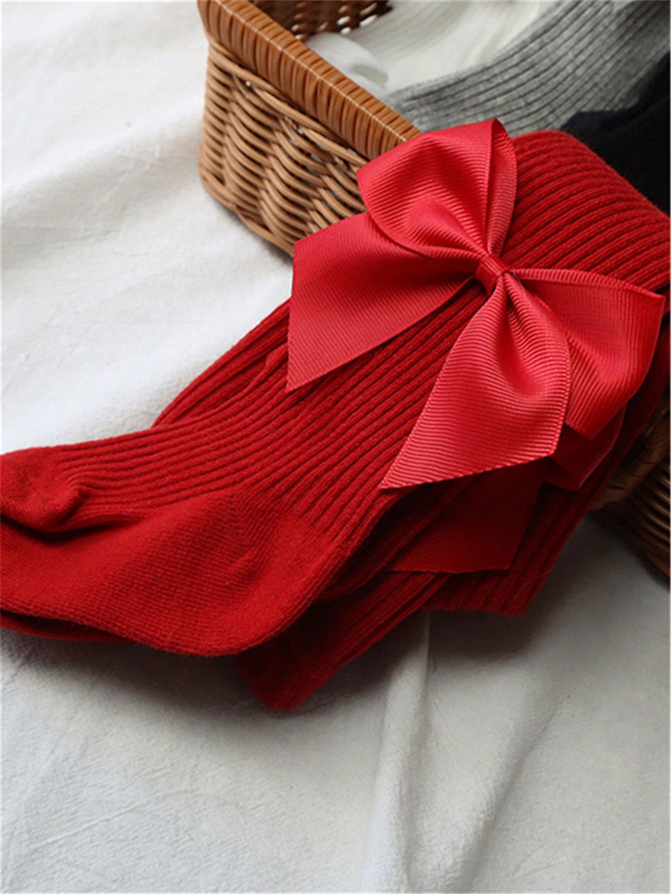 Baby Solid Christmas Tights Soft Stripe Children Girls Red Pantyhose Leggings Kids Infant New Year Gifts Tights For 0-3Years