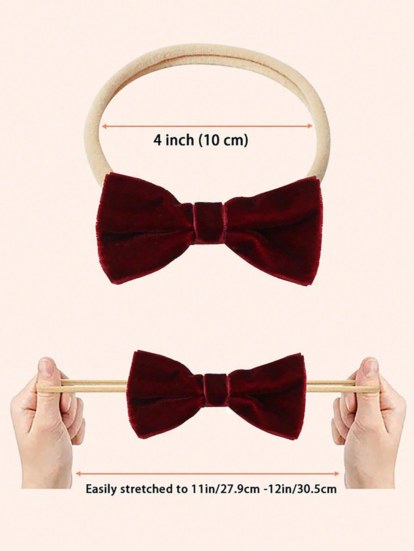 3pcs Velvet Bow Headband For Baby Girls Dark Green Black Hair Bow Headband Soft Stretchy Nylon Hairband Fall Winter Plain Bow Headband Kids Baby Hair Accessories