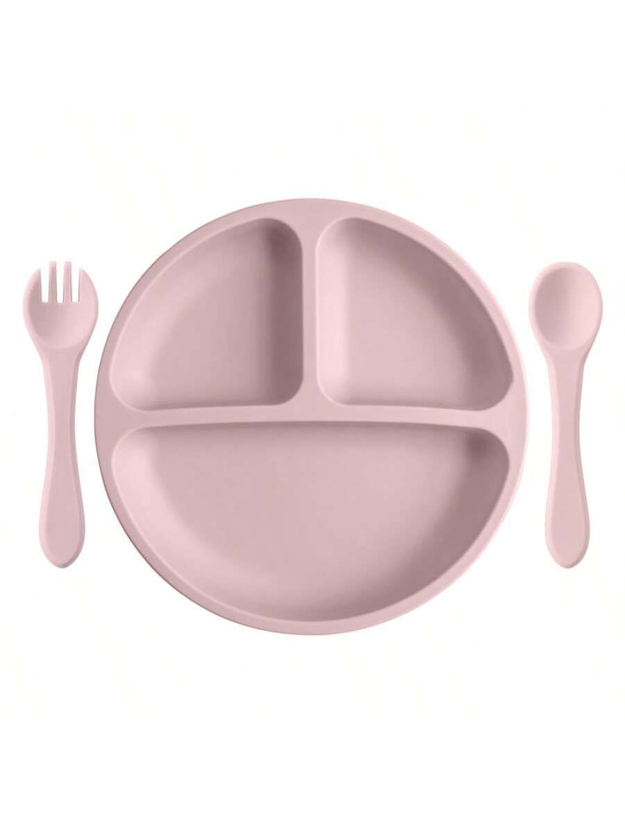 3PCS Personalized Customization Name Baby Food Storage Silicone Dishes For Baby Portable Fork Spoon Custom Sucker Dining Plate Baby Shower Family Decorations Gifts Winter Christmas Eve Gifts Back To School Winter Gift Ideas Boy Girl Valentine's Day