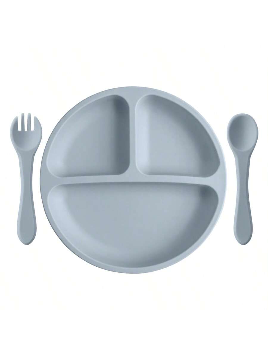 3PCS Personalized Customization Name Baby Food Storage Silicone Dishes For Baby Portable Fork Spoon Custom Sucker Dining Plate Baby Shower Family Decorations Gifts Winter Christmas Eve Gifts Back To School Winter Gift Ideas Boy Girl Valentine's Day