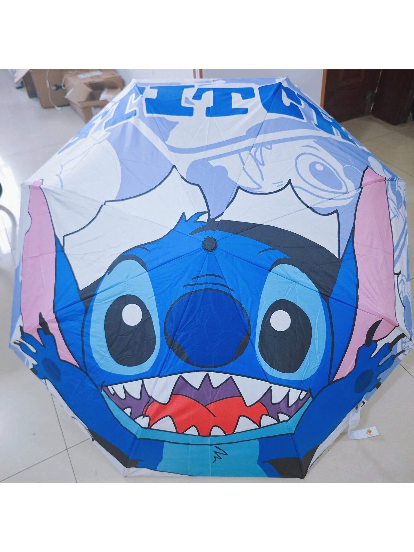 AOGER Stitch Cartoon Umbrella Cute Small UV Protection Umbrella Durable Rainproof Canopy - Automatic Opening, Foldable Design, Suitable For Sun And Rain Travel, Party, Birthday And Festival Ideal Choice - 1pc