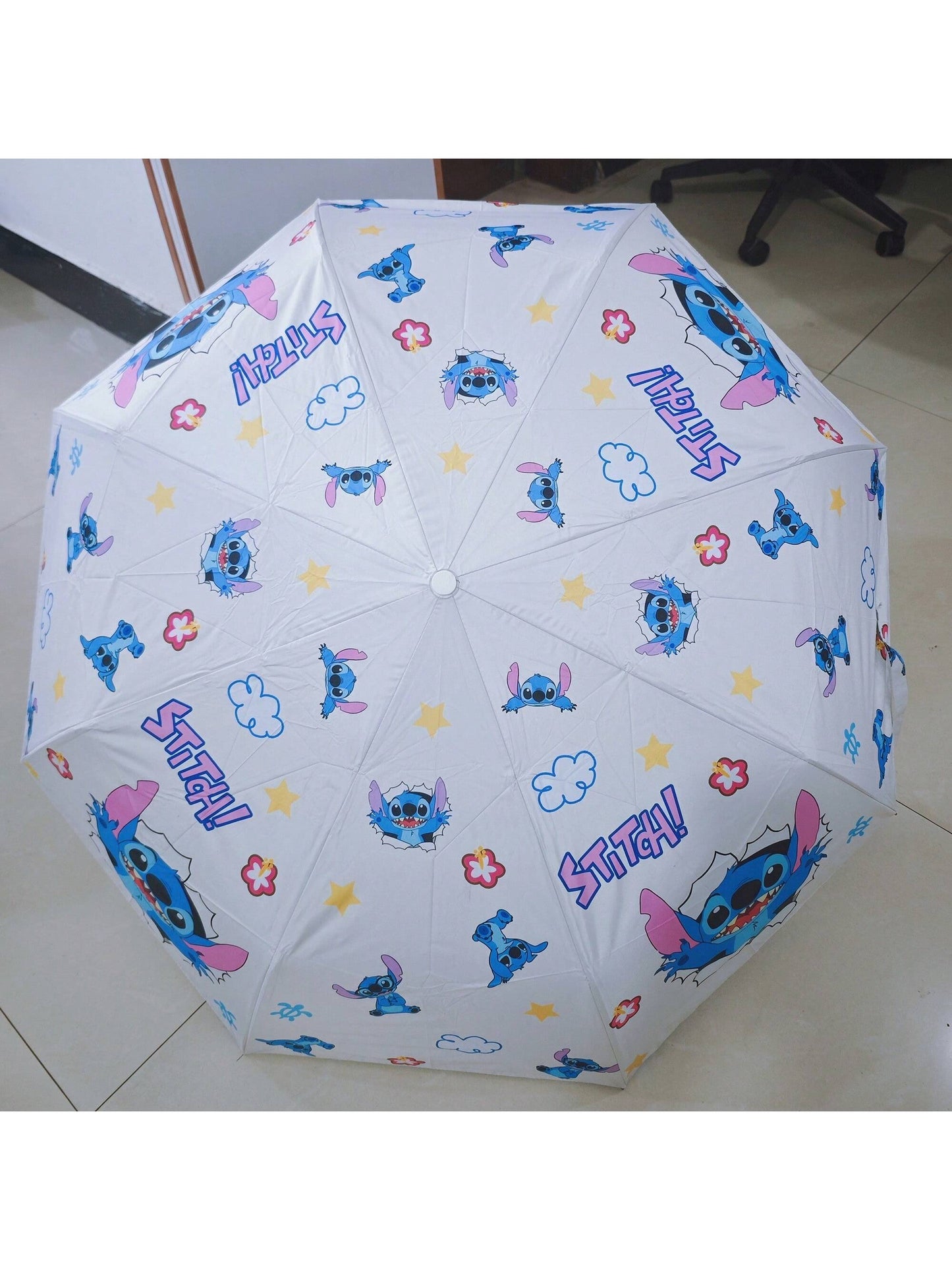 AOGER Stitch Cartoon Umbrella Cute Small UV Protection Umbrella Durable Rainproof Canopy - Automatic Opening, Foldable Design, Suitable For Sun And Rain Travel, Party, Birthday And Festival Ideal Choice - 1pc