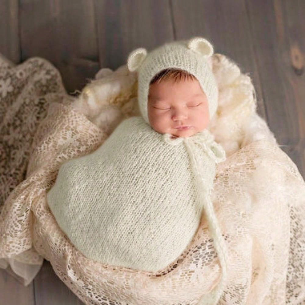 2pcs/Set Newborn Photography Outfit Baby Sleeping Bag Cap Set Wool Mohair Hand Crocheted Romper Jumpsuit Hat Baby Boy Girl Costume Baby Photoshoot Propsbaby Shower Family Decorations Gifts