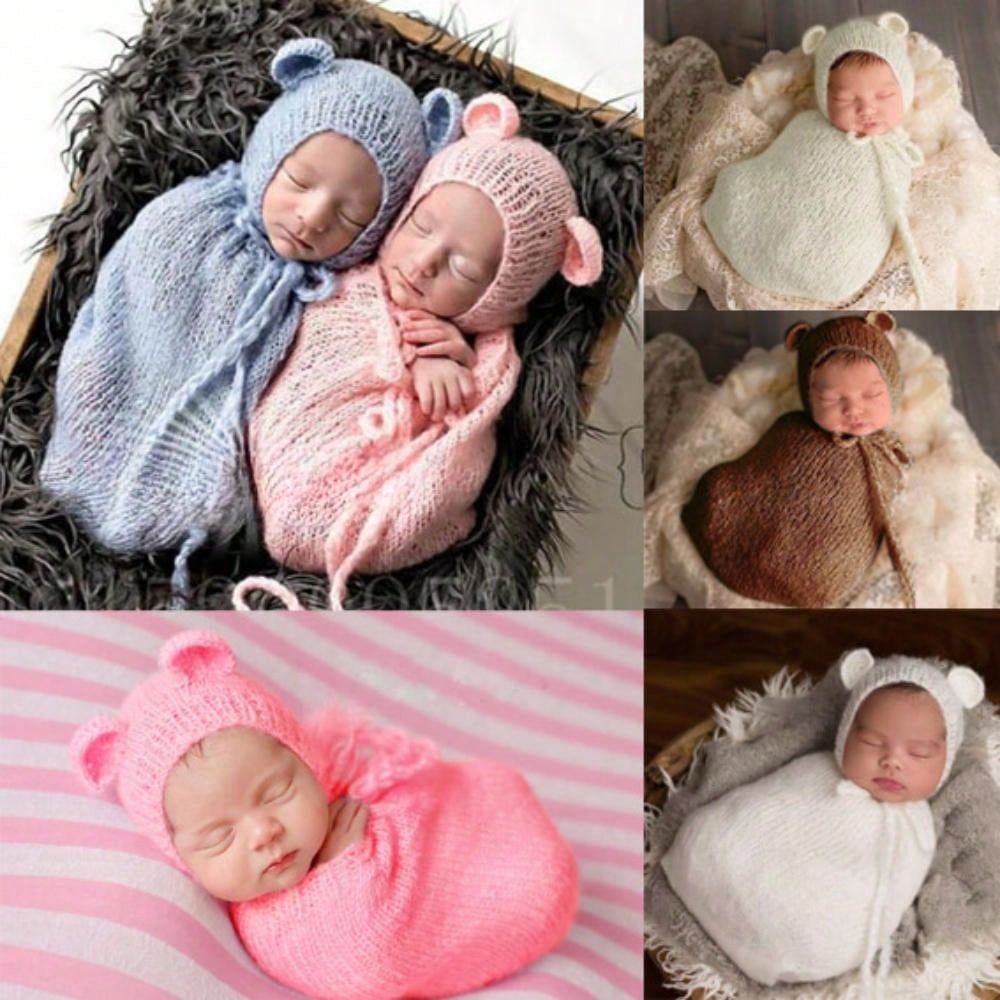 2pcs/Set Newborn Photography Outfit Baby Sleeping Bag Cap Set Wool Mohair Hand Crocheted Romper Jumpsuit Hat Baby Boy Girl Costume Baby Photoshoot Propsbaby Shower Family Decorations Gifts