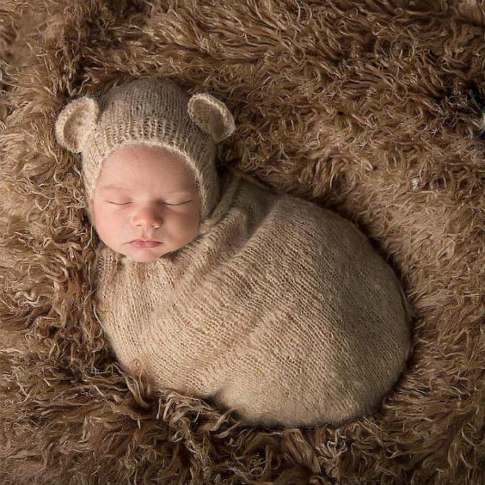2pcs/Set Newborn Photography Outfit Baby Sleeping Bag Cap Set Wool Mohair Hand Crocheted Romper Jumpsuit Hat Baby Boy Girl Costume Baby Photoshoot Propsbaby Shower Family Decorations Gifts