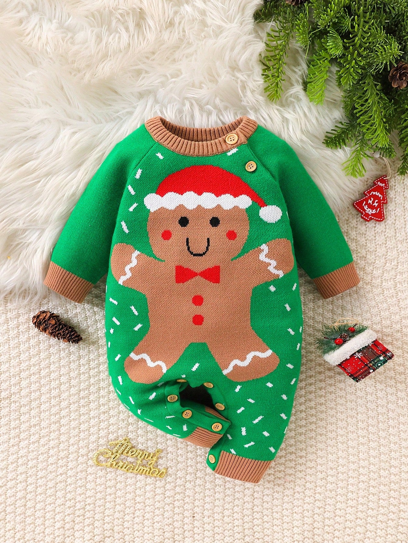 Infant Boys Cute Cartoon Christmas Holiday Knitted Romper