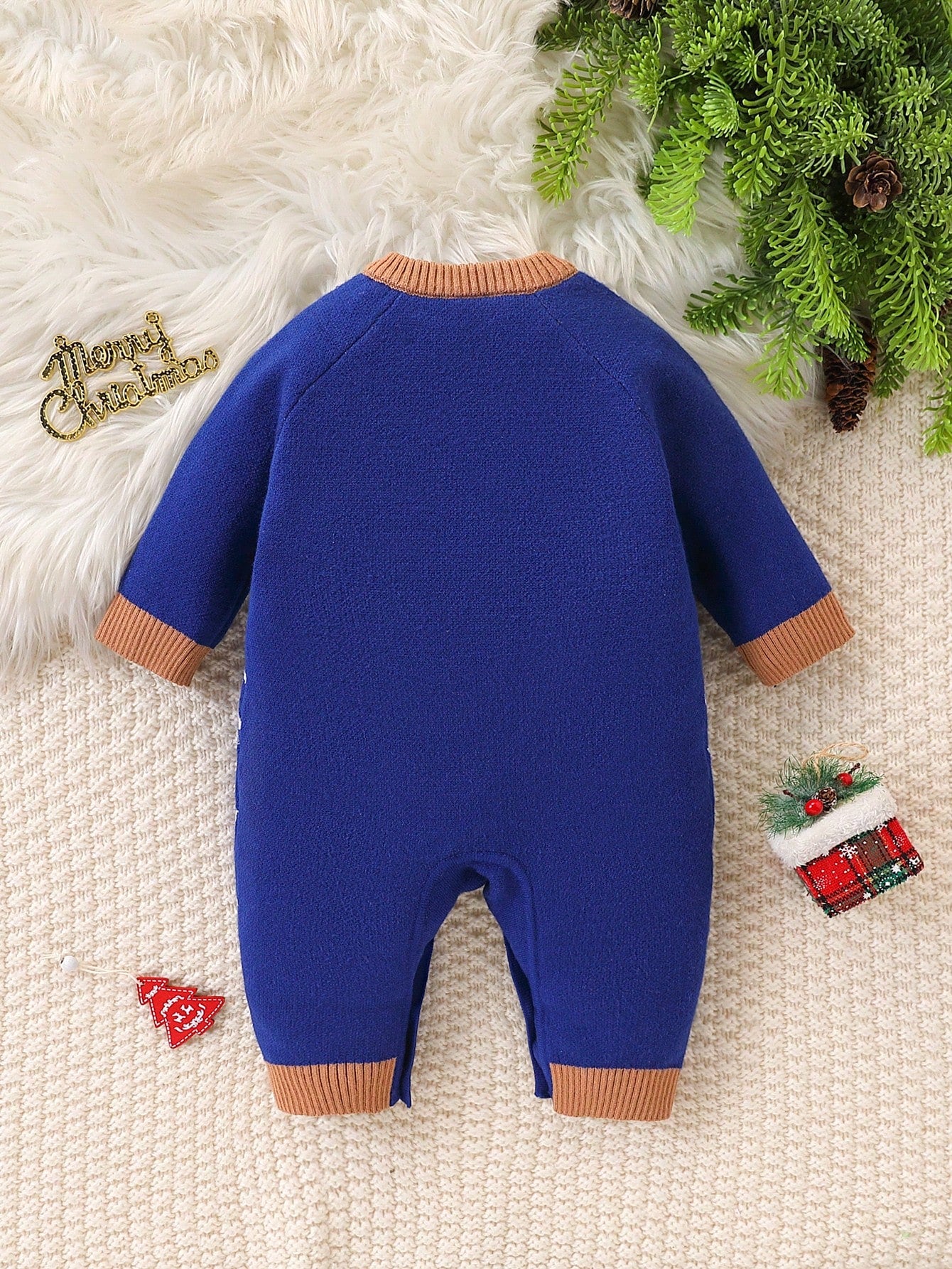 Infant Boys Cute Cartoon Christmas Holiday Knitted Romper