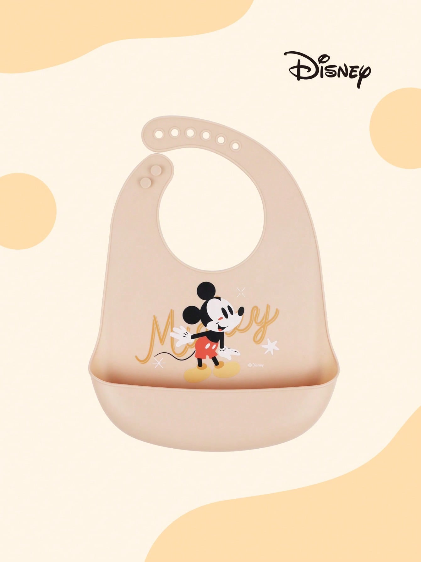 Disney 1pc Disney Mickey Mouse Fashion Silicone Bib With 3 Adjustable Sizes, Large Size For Daily Use