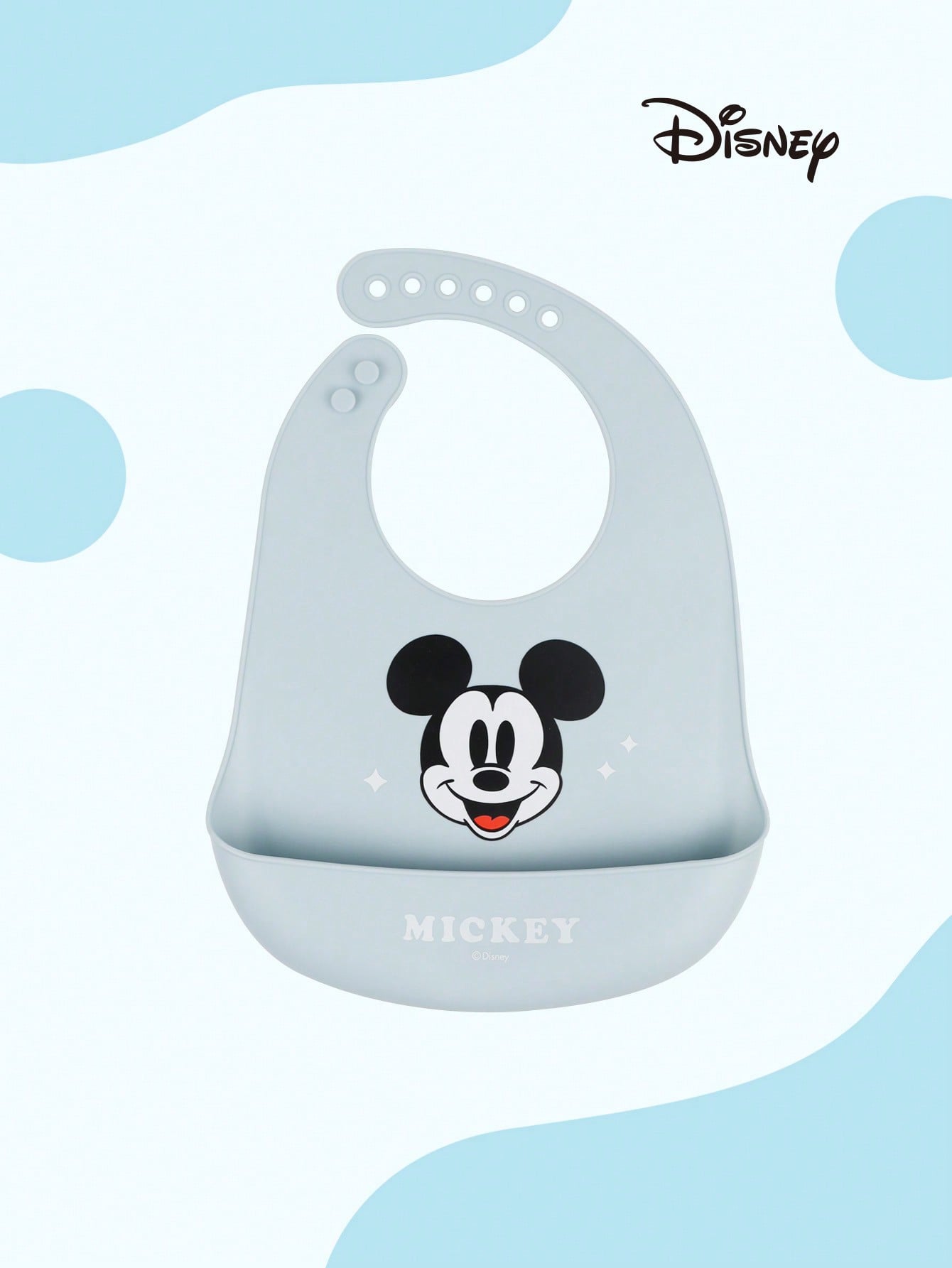 Disney 1pc Disney Mickey Mouse Fashion Silicone Bib With 3 Adjustable Sizes, Large Size For Daily Use