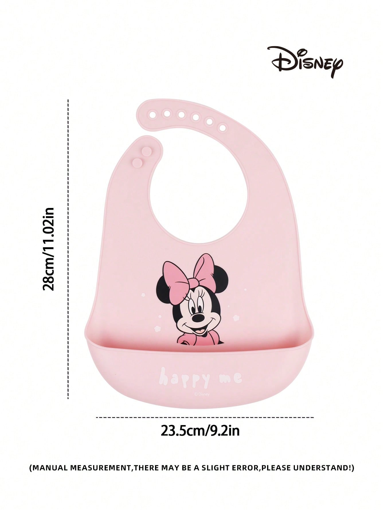 Disney 1pc Disney Mickey Mouse Fashion Silicone Bib With 3 Adjustable Sizes, Large Size For Daily Use