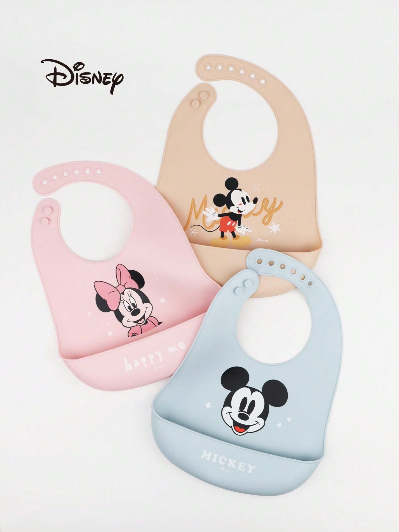 Disney 1pc Disney Mickey Mouse Fashion Silicone Bib With 3 Adjustable Sizes, Large Size For Daily Use
