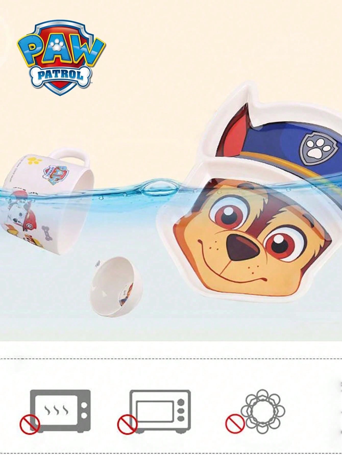 Nickelodeon 1PC Paw Patrol Officially Licensed Cute Cartoon Pattern Chase Skye High-Color Household Tableware Fall-Resistant Anti-Scald Eating Bowl Salad Fruit Snacks Creative Dinner Plate